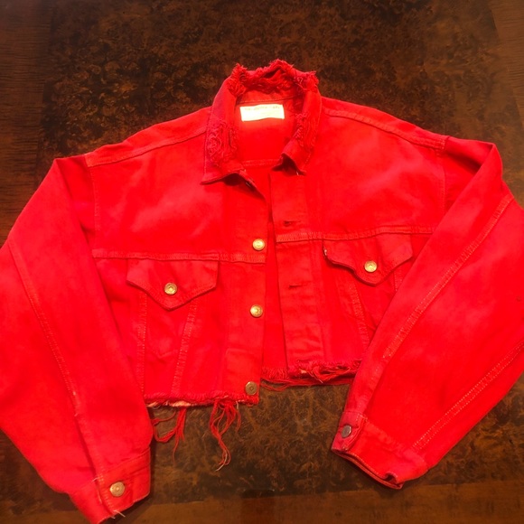 Red vintage twin red denim jacket by Levi’s
